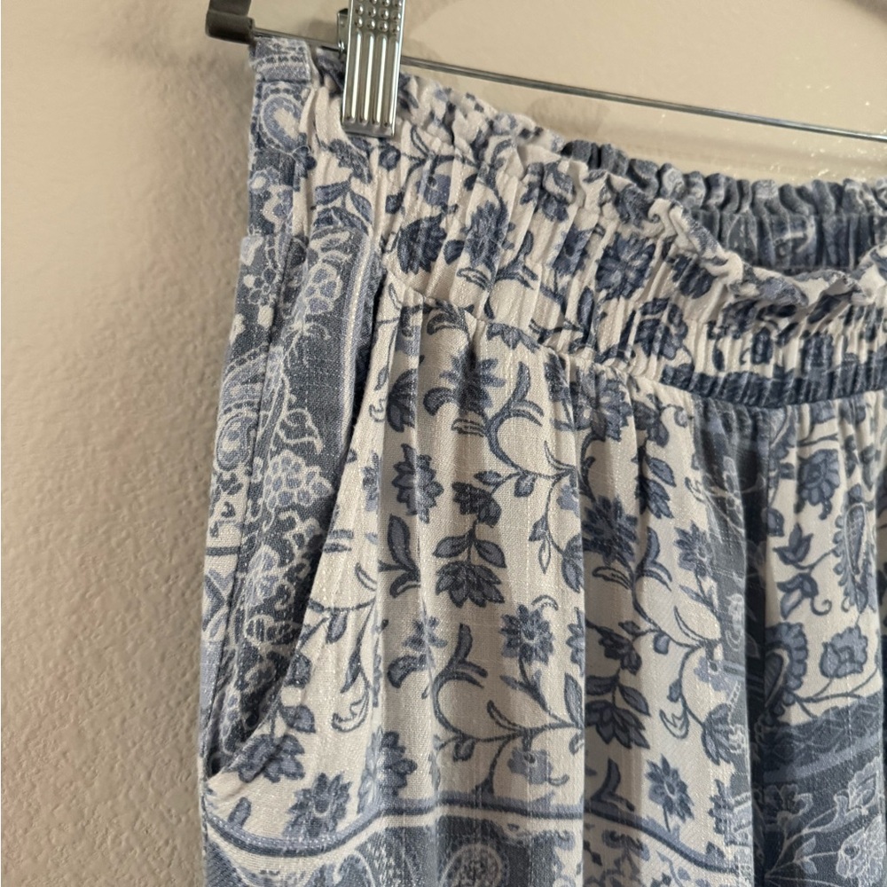 Blue boho paisley wide leg flowy pants size XL - Picture 4 of 6